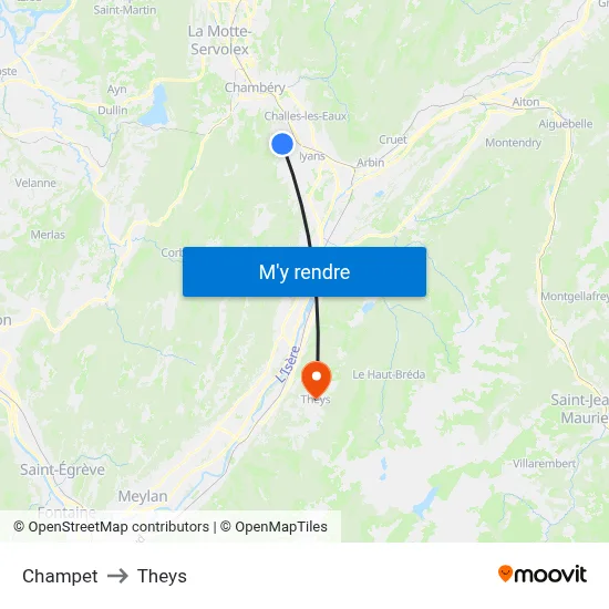 Champet to Theys map