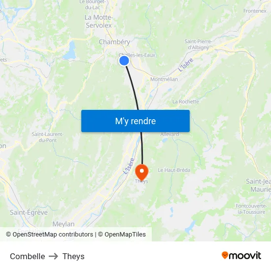 Combelle to Theys map