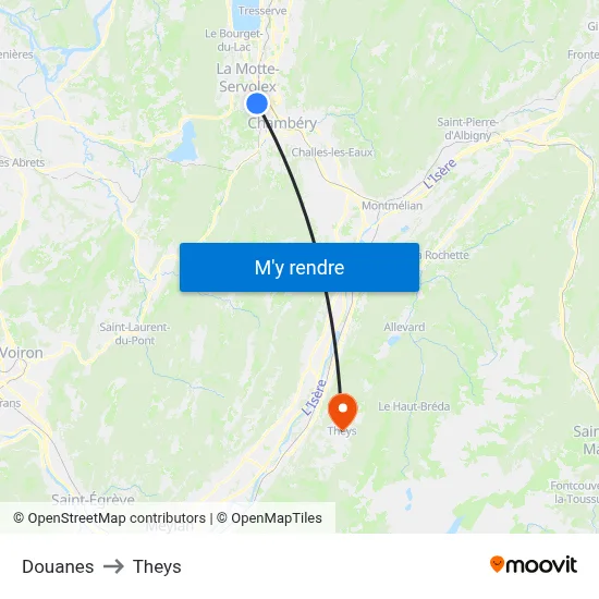 Douanes to Theys map