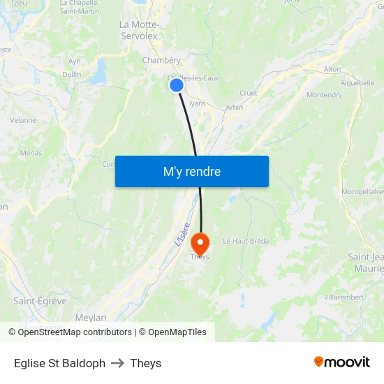 Eglise St Baldoph to Theys map