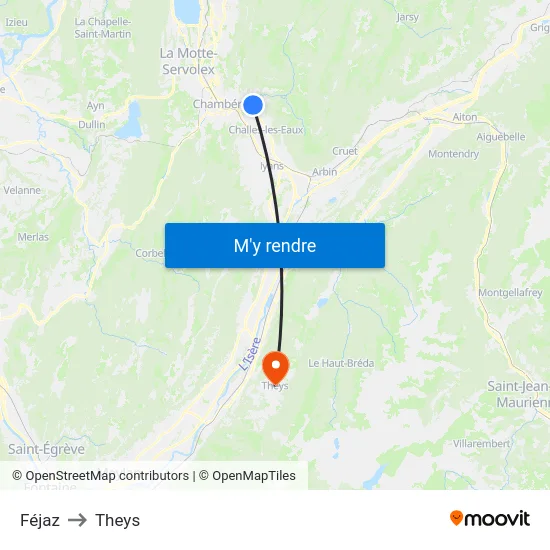Féjaz to Theys map