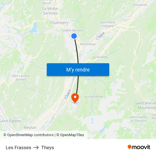 Les Frasses to Theys map