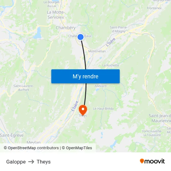 Galoppe to Theys map