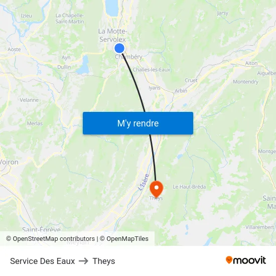 Service Des Eaux to Theys map