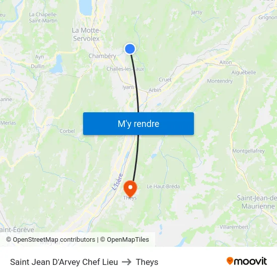 Saint Jean D'Arvey Chef Lieu to Theys map