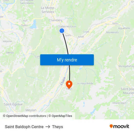 Saint Baldoph Centre to Theys map