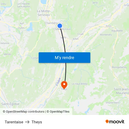 Tarentaise to Theys map