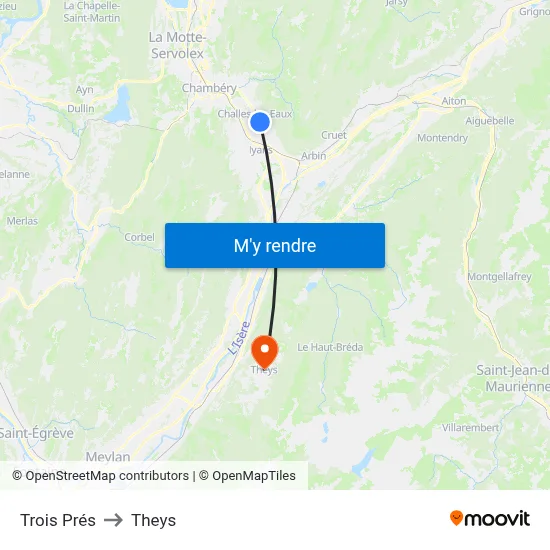 Trois Prés to Theys map