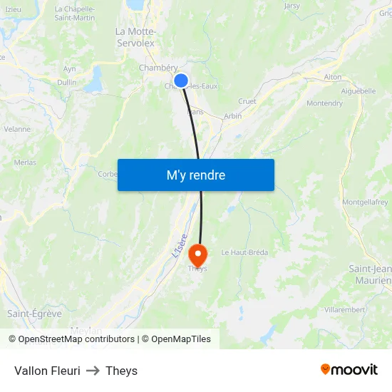 Vallon Fleuri to Theys map
