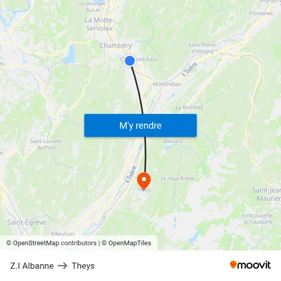 Z.I Albanne to Theys map
