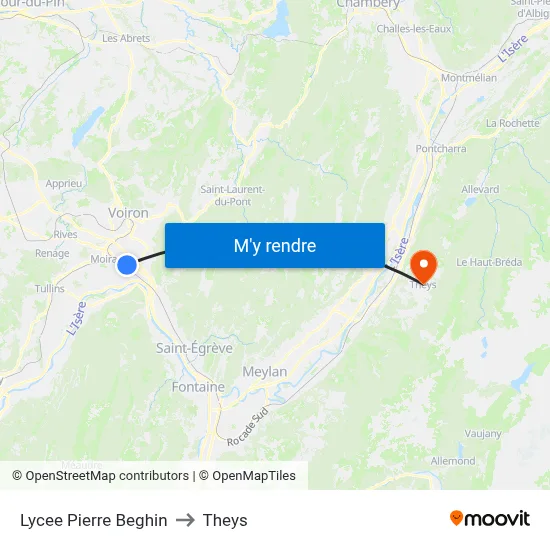 Lycee Pierre Beghin to Theys map