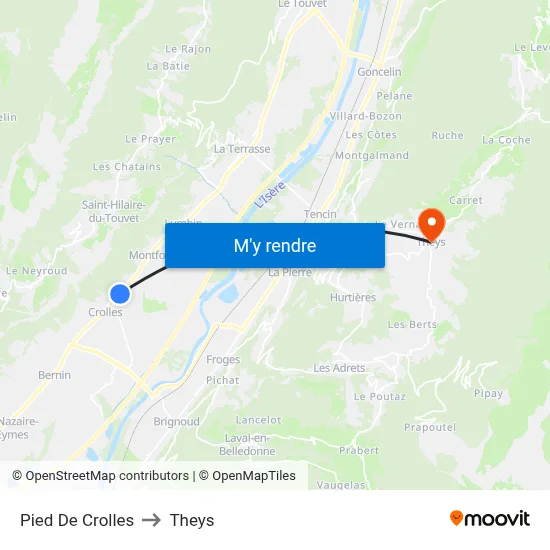 Pied De Crolles to Theys map