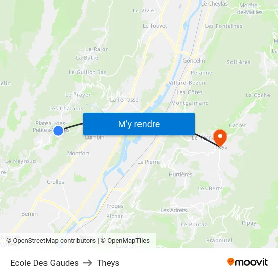 Ecole Des Gaudes to Theys map