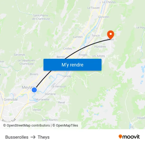 Busserolles to Theys map