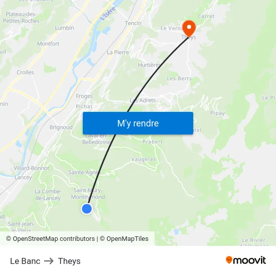 Le Banc to Theys map