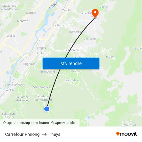 Carrefour Prelong to Theys map