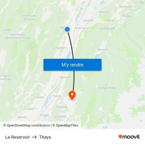 Le Reservoir to Theys map