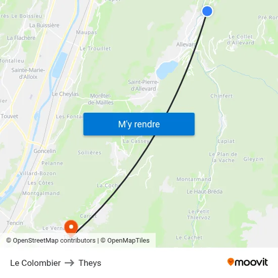 Le Colombier to Theys map
