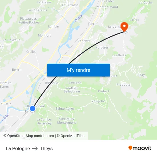 La Pologne to Theys map