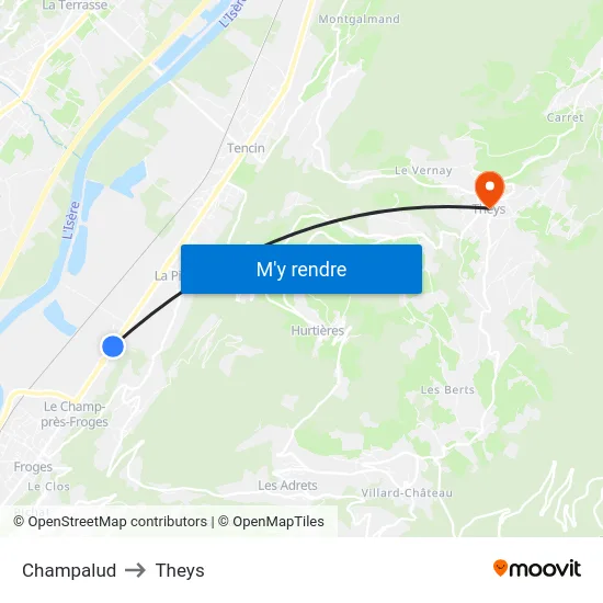 Champalud to Theys map