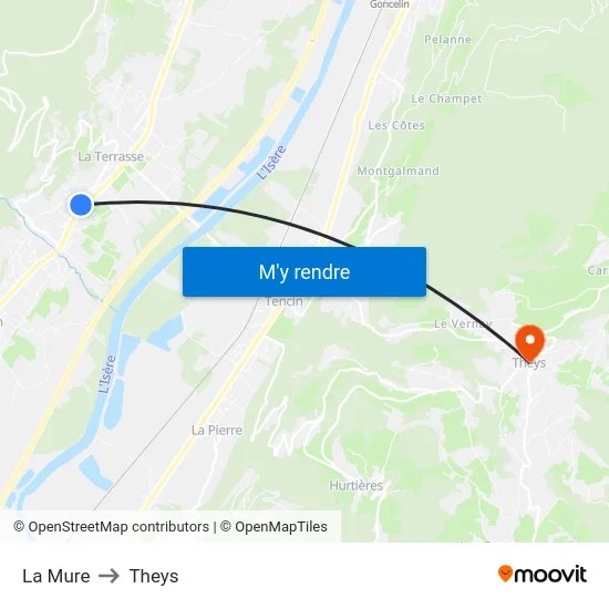 La Mure to Theys map
