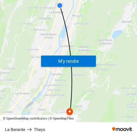 La Berarde to Theys map