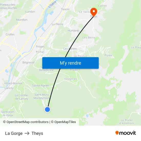 La Gorge to Theys map