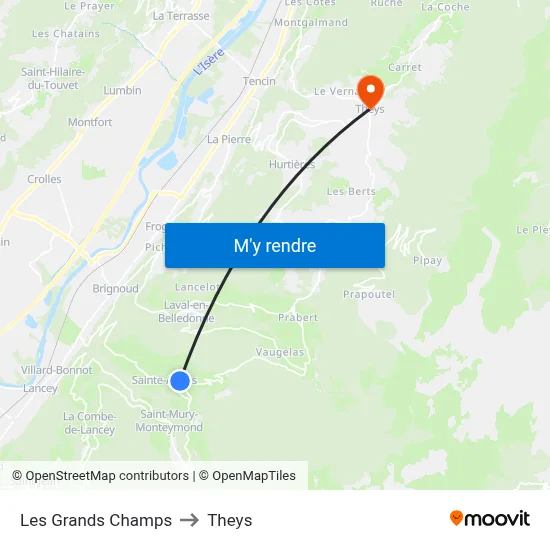 Les Grands Champs to Theys map
