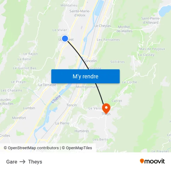 Gare to Theys map