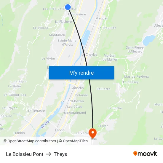 Le Boissieu Pont to Theys map