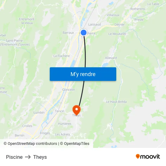 Piscine to Theys map