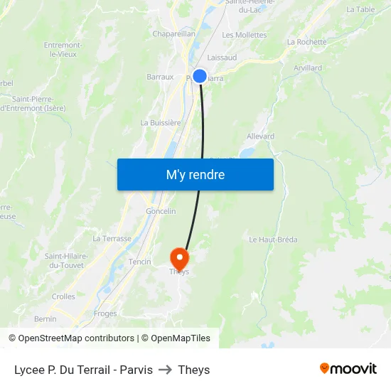 Lycee P. Du Terrail - Parvis to Theys map