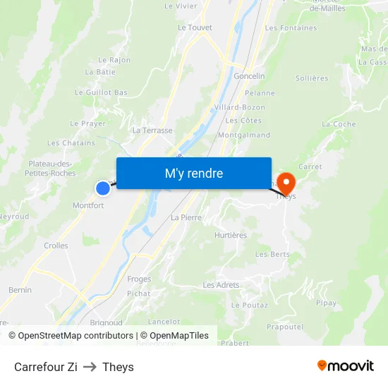 Carrefour Zi to Theys map