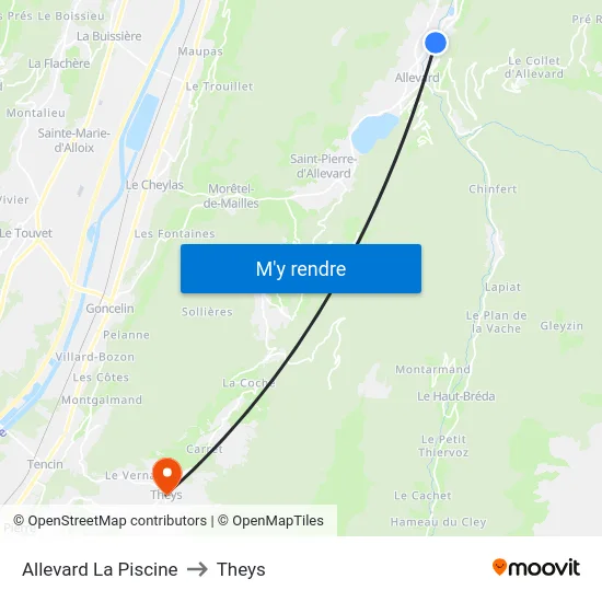 Allevard La Piscine to Theys map
