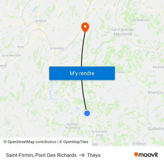 Saint-Firmin, Pont Des Richards to Theys map