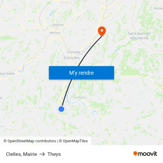Clelles, Mairie to Theys map