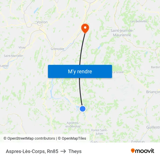 Aspres-Lès-Corps, Rn85 to Theys map