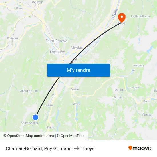 Château-Bernard, Puy Grimaud to Theys map