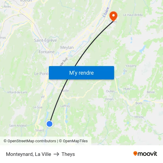 Monteynard, La Ville to Theys map