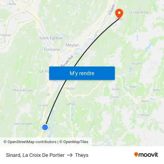 Sinard, La Croix De Portier to Theys map