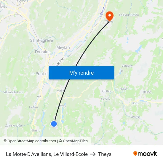 La Motte-D'Aveillans, Le Villard-Ecole to Theys map