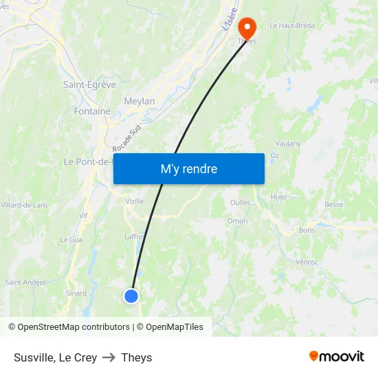 Susville, Le Crey to Theys map