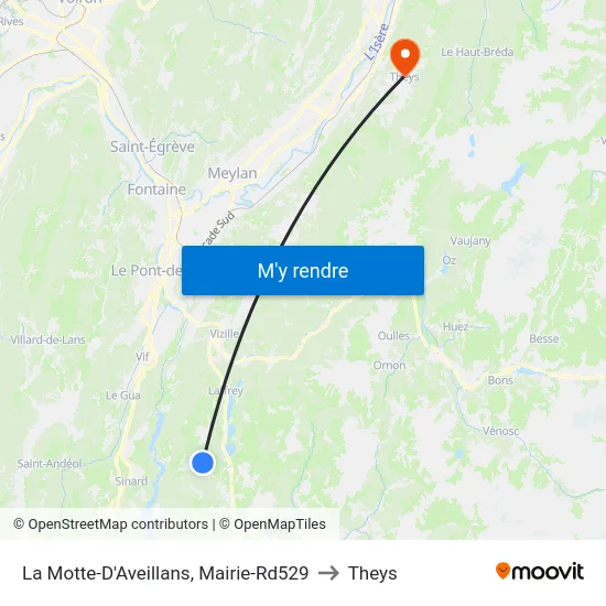 La Motte-D'Aveillans, Mairie-Rd529 to Theys map