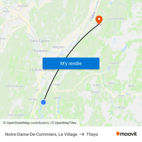 Notre-Dame-De-Commiers, Le Village to Theys map