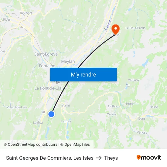 Saint-Georges-De-Commiers, Les Isles to Theys map
