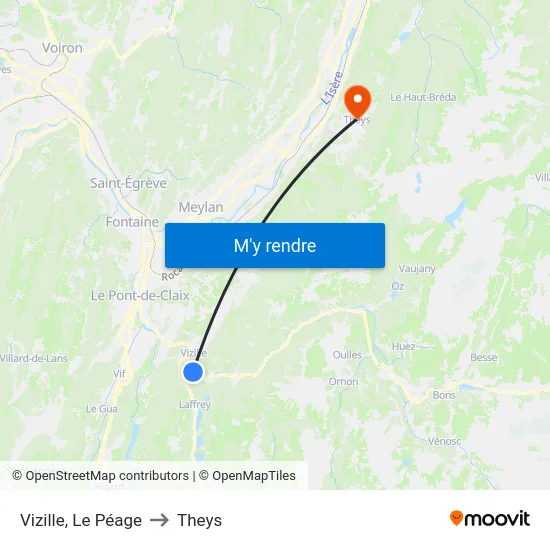 Vizille, Le Péage to Theys map