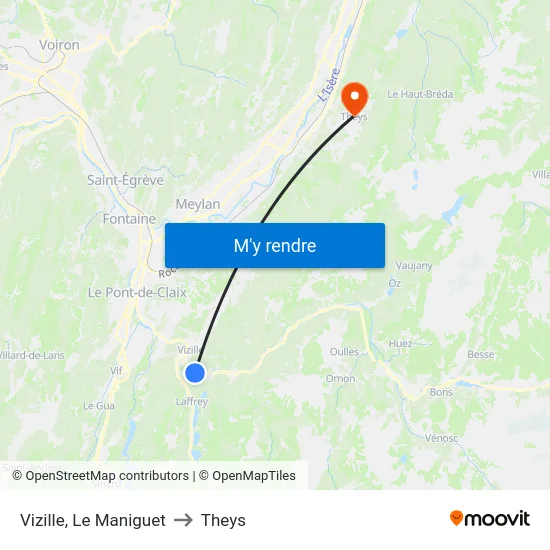 Vizille, Le Maniguet to Theys map