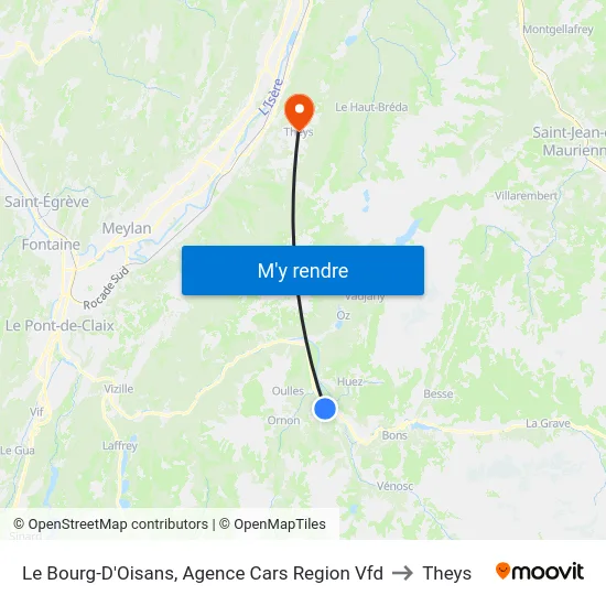 Le Bourg-D'Oisans, Agence Cars Region Vfd to Theys map
