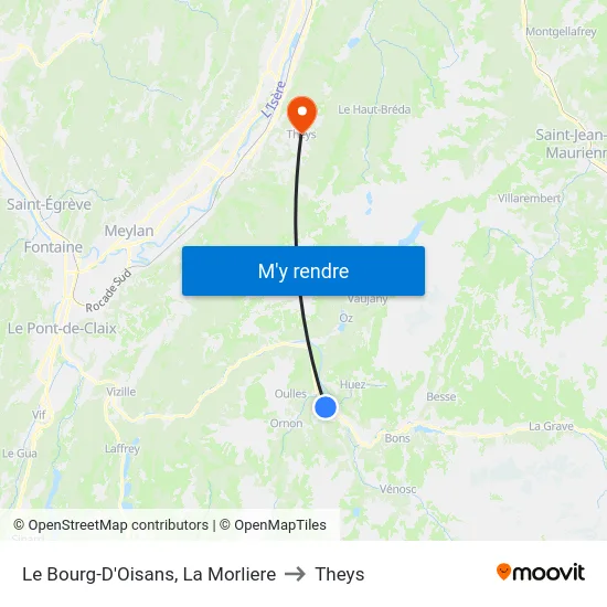 Le Bourg-D'Oisans, La Morliere to Theys map