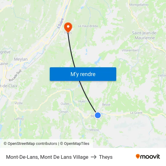 Mont-De-Lans, Mont De Lans Village to Theys map